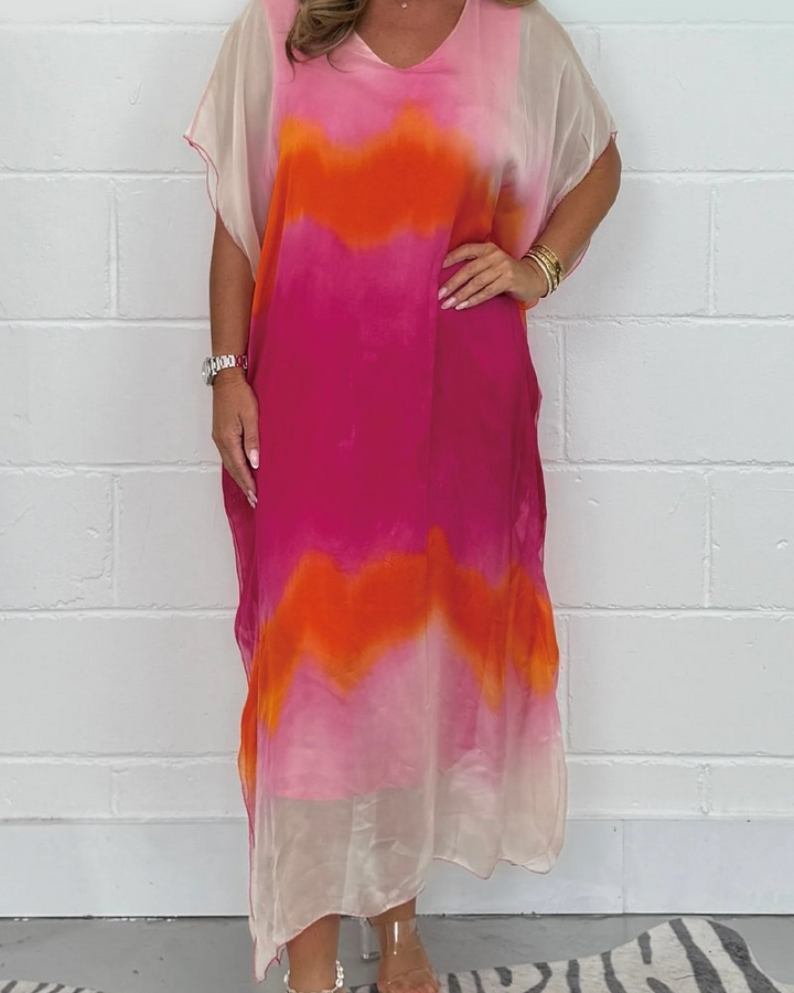 ANDEA - Chiffon Maxi Dip Dye Dress