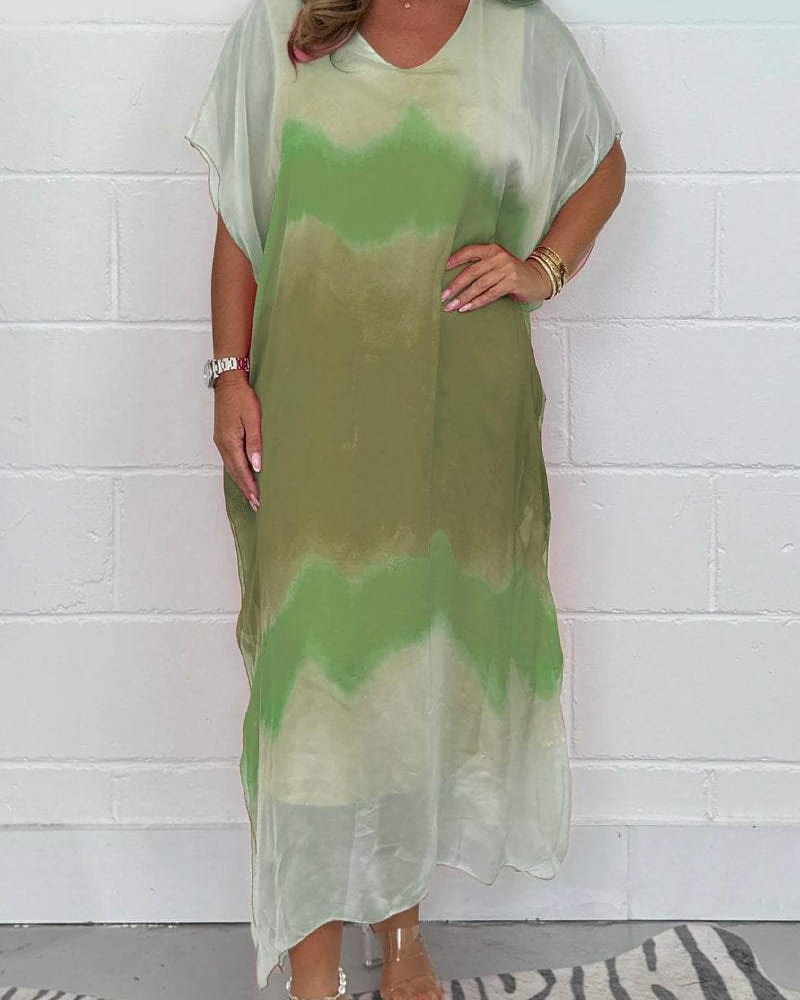 ANDEA - Chiffon Maxi Dip Dye Dress