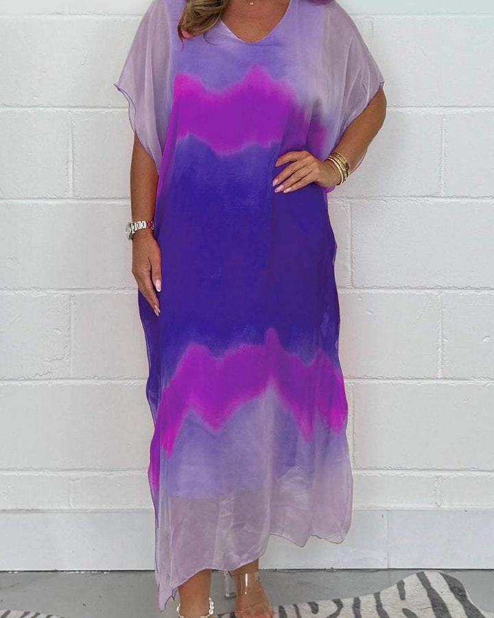 ANDEA - Chiffon Maxi Dip Dye Dress