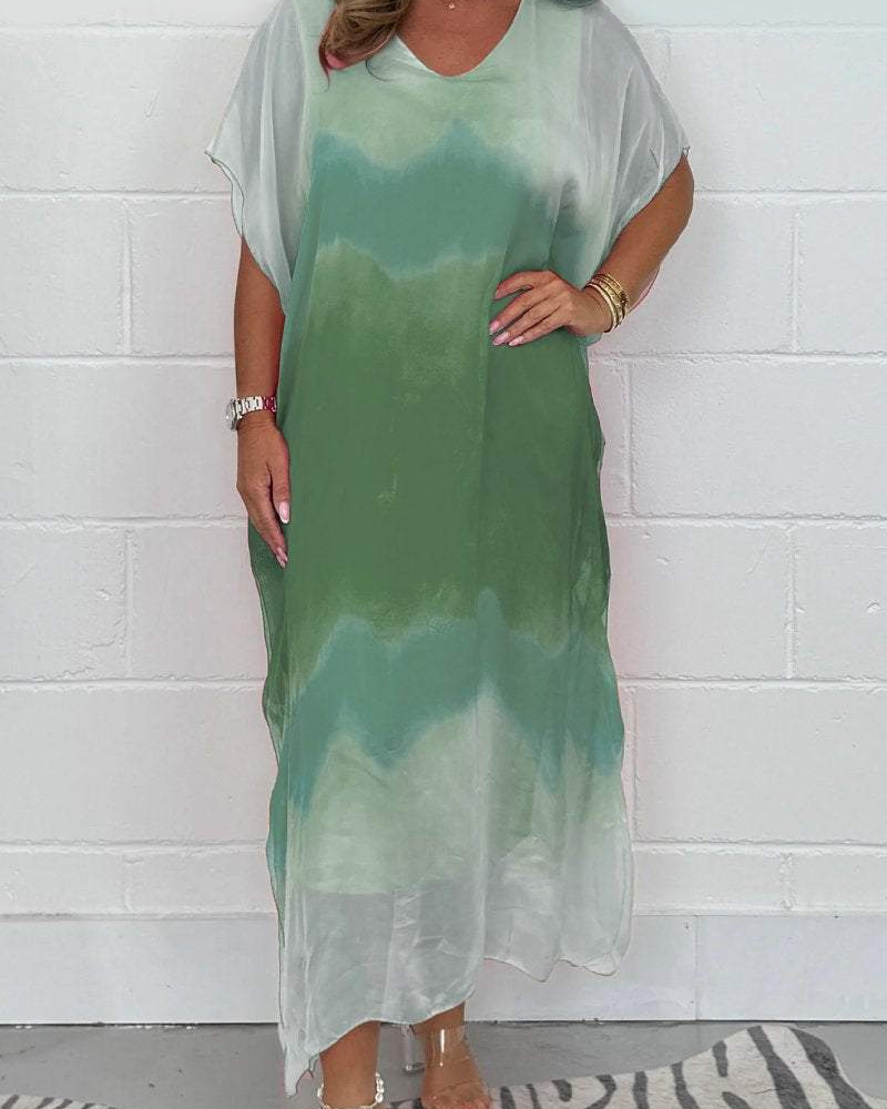 ANDEA - Chiffon Maxi Dip Dye Dress