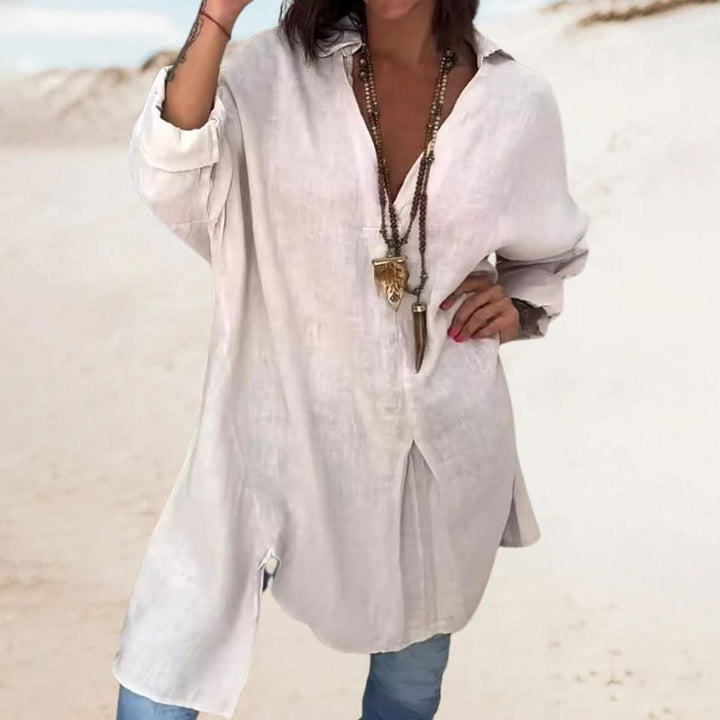 FEMA - LONG SLEEVE V-NECK BLOUSE