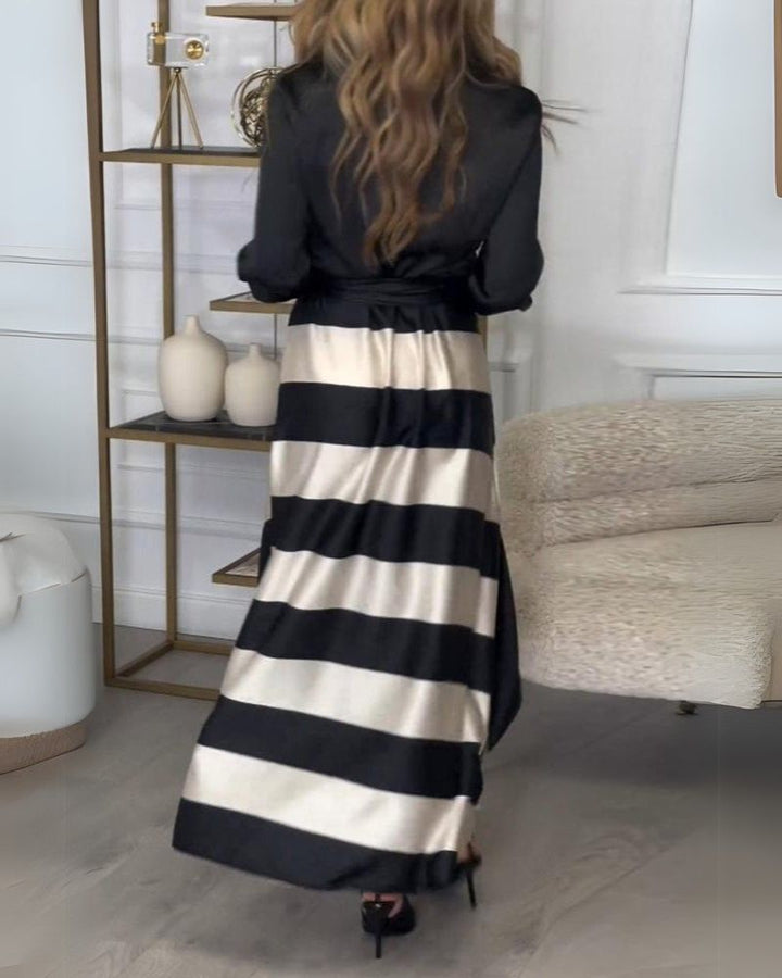 AMERA - Elegant Striped Dress