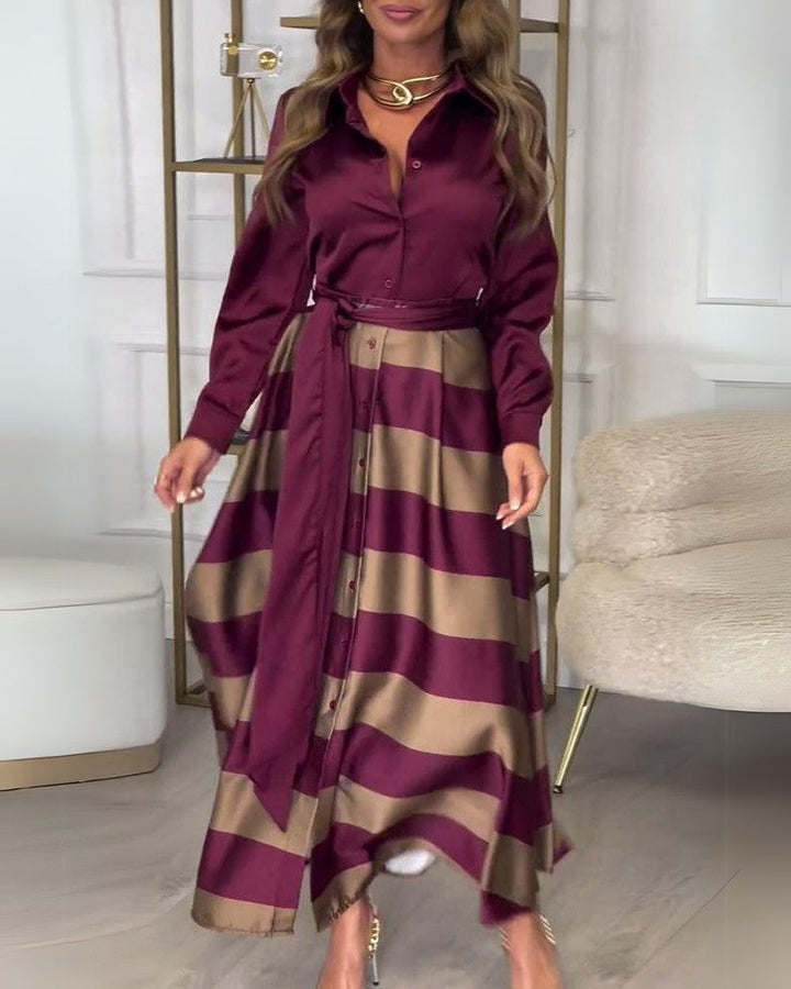 AMERA - Elegant Striped Dress