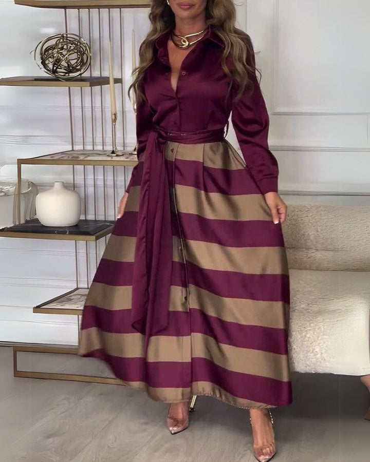 AMERA - Elegant Striped Dress