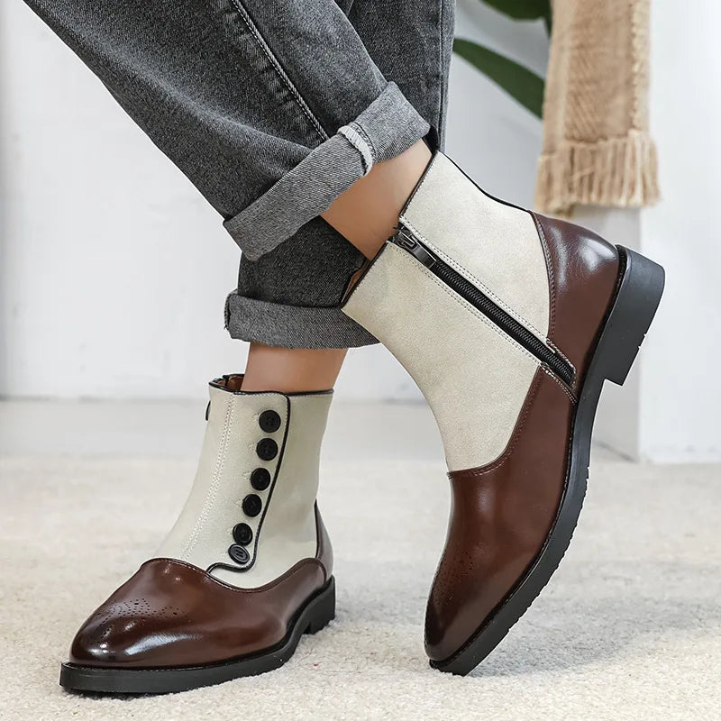 Raffaele Modigliani Elegant Two-Tone Spectator Ankle Boots