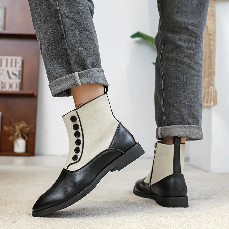 Raffaele Modigliani Elegant Two-Tone Spectator Ankle Boots